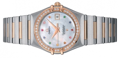 The female copy watch has sapphires.
